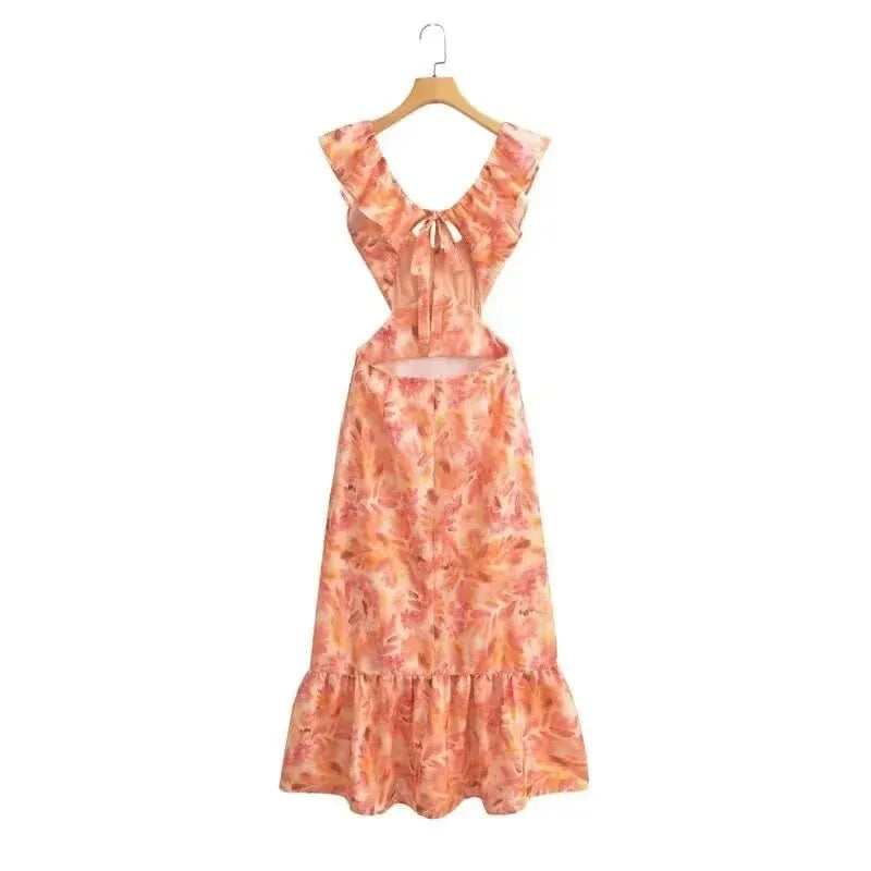 Sommerliches Maxikleid mit Rüschen und floralem Muster