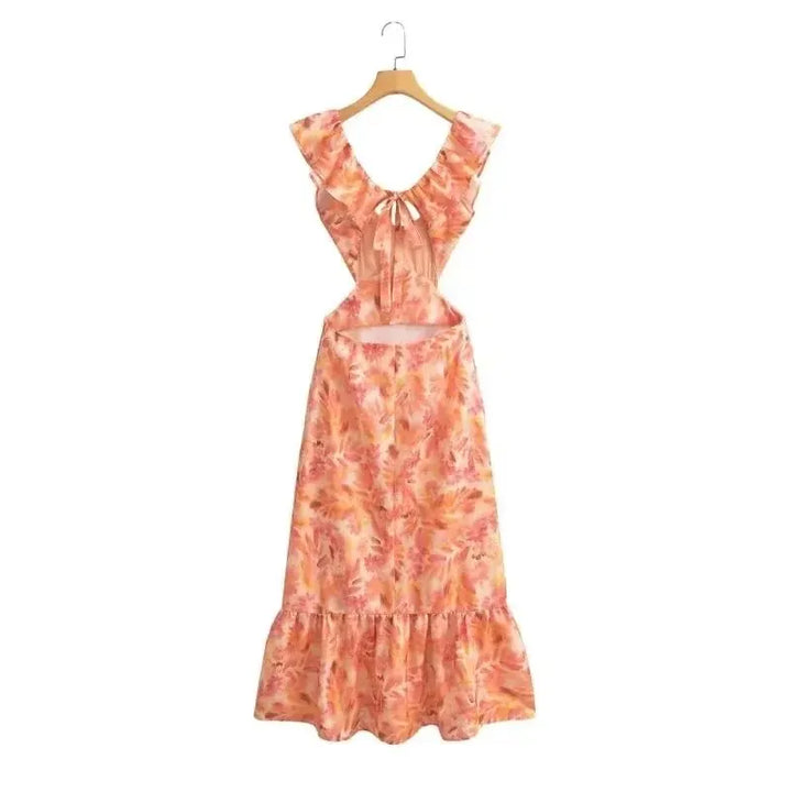 Sommerliches Maxikleid mit Rüschen und floralem Muster