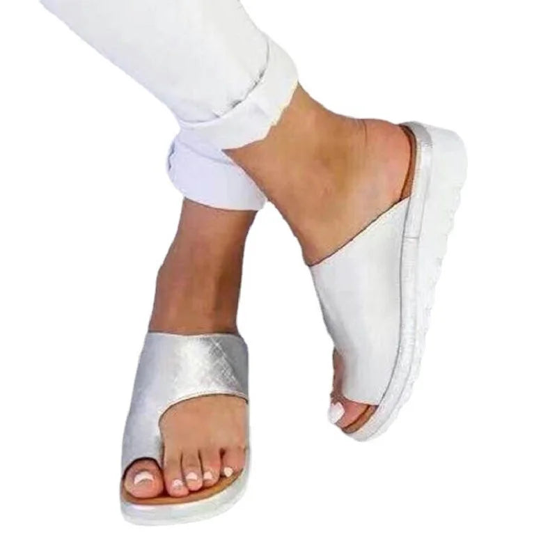 Damen Flip Flops mit dicken Sohlen und offener Spitze