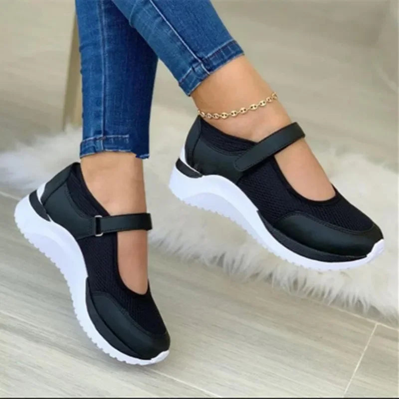 Orthopädische Damen-Sneakers mit Mesh – leichte Sportschuhe mit Klettverschluss und Dämpfung