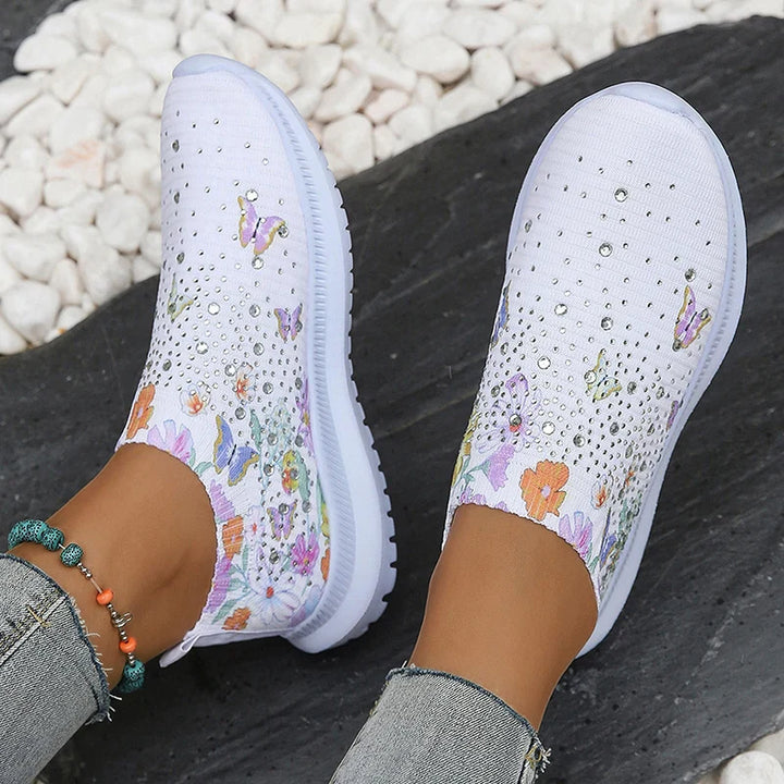 Leichte Frauenschuhe mit Blumenmuster