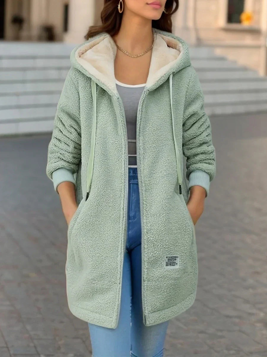 Damen-Fleecejacke mit Kapuze