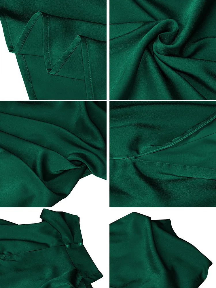 Elegantes Midikleid aus Satin mit asymmetrischem Ausschnitt