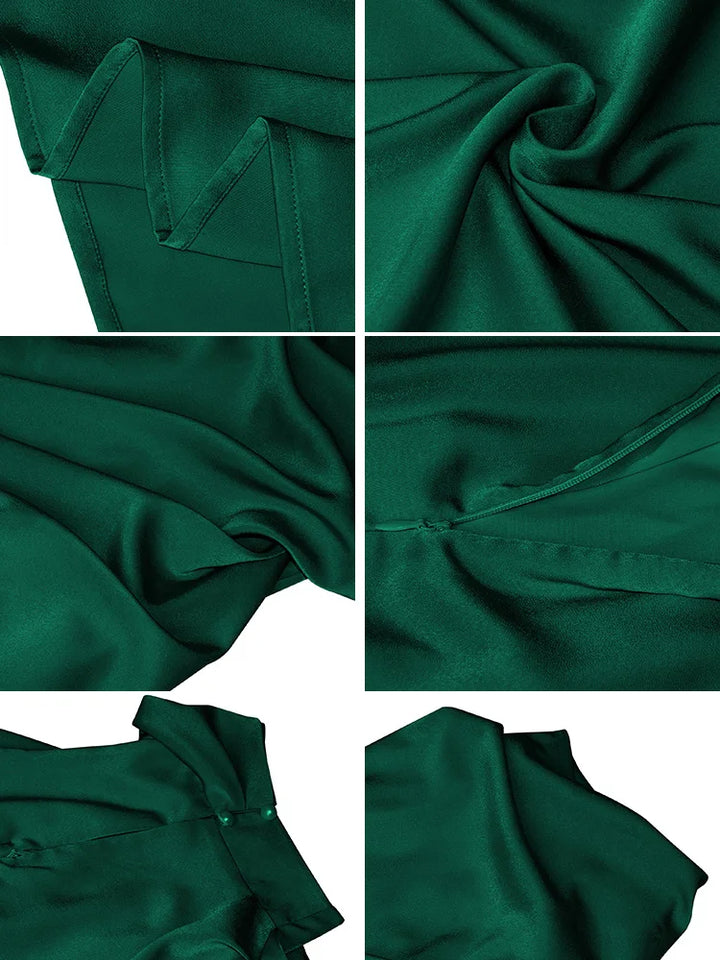 Elegantes Midikleid aus Satin mit asymmetrischem Ausschnitt