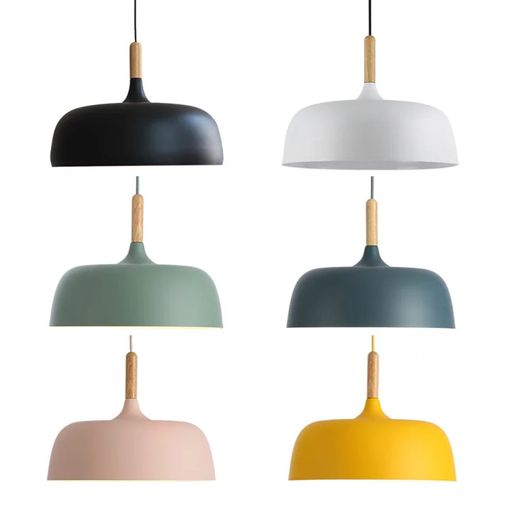 Moderne Metall-Pendelleuchte mit Holzakzent – minimalistischer Skandinavischer Stil