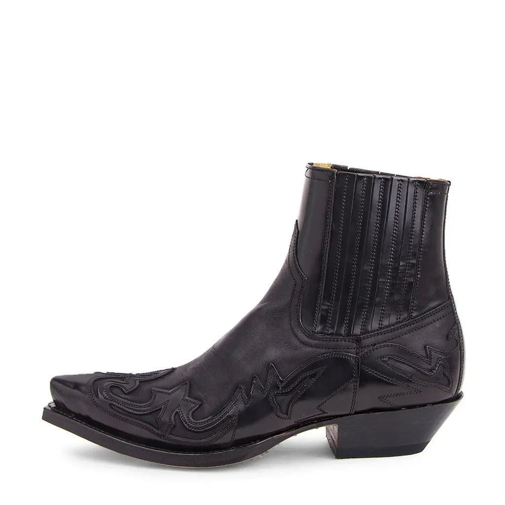 Unisex-Cowboystiefeletten aus Kunstleder mit Western-Prägung