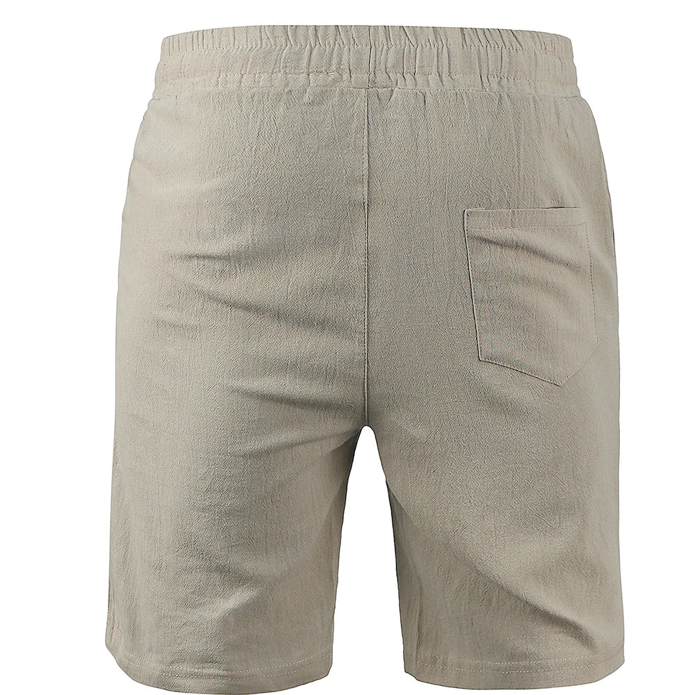 Leinenshorts für Männer mit elastischem Bund und Kordelzug