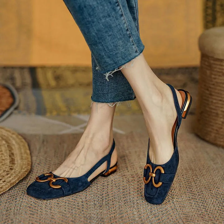 Elegante Damen-Slingback-Sandalen mit dekorativer Schnalle