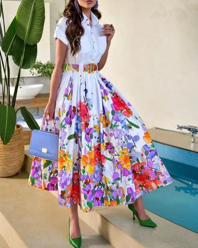Elegantes Midikleid mit floralem Muster