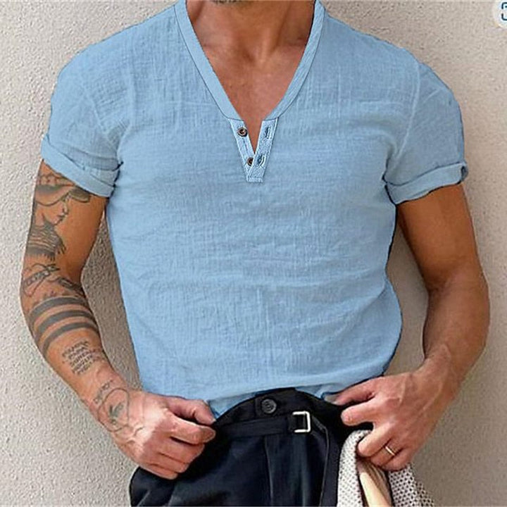 Herren T-Shirt mit kurzen Ärmeln und V-Ausschnitt