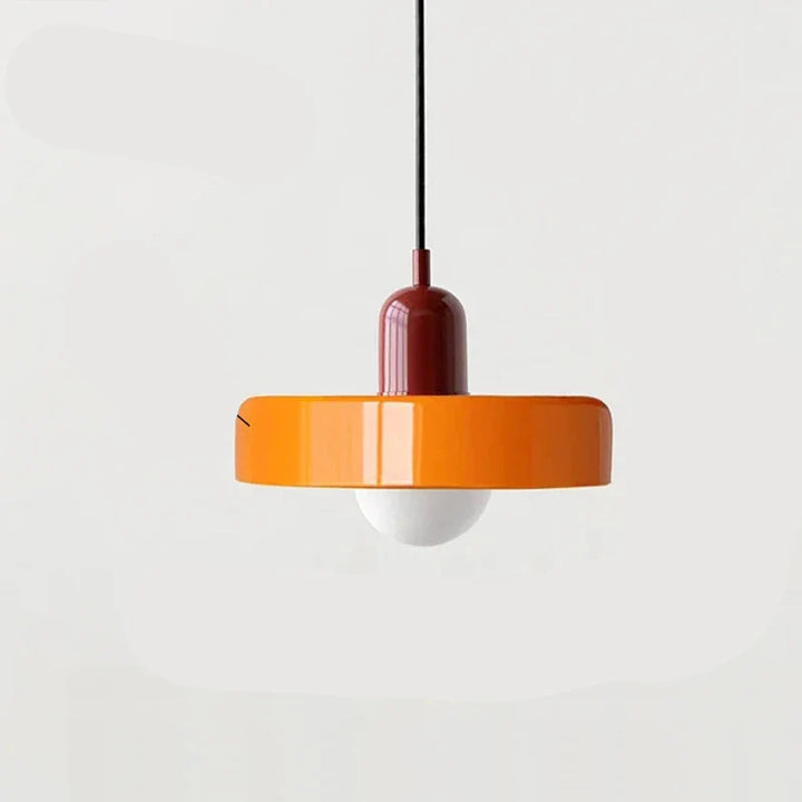 Moderne Pendelleuchte mit farbigem Glasschirm – Bauhaus-Design