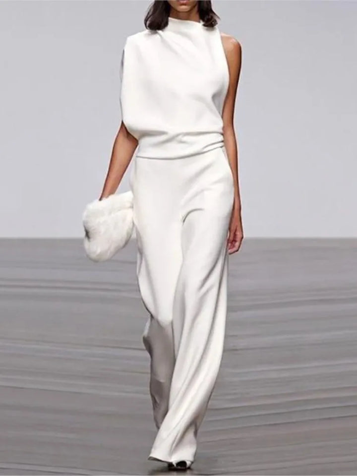 One-Shoulder Jumpsuit mit Drapierung und weitem Bein für elegante Anlässe
