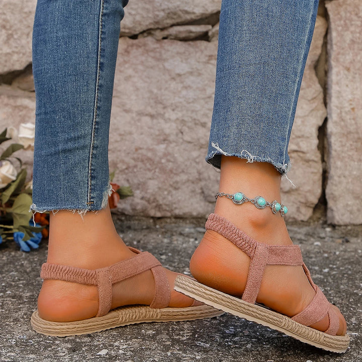 Damensandalen mit Espadrille-Plateau