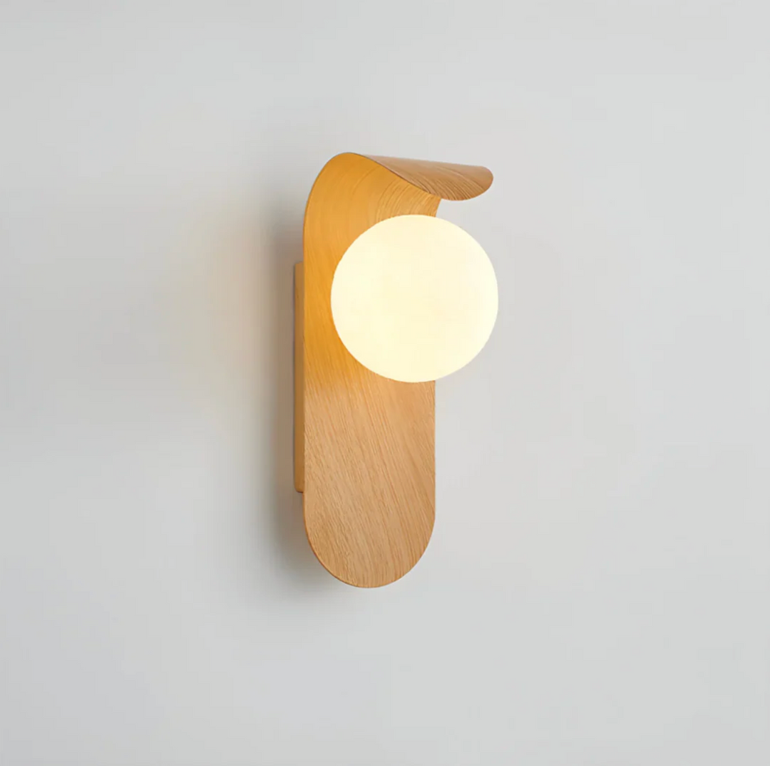Moderne LED-Wandleuchte mit Holzelement – Wandlampe für Wohn- und Schlafzimmer
