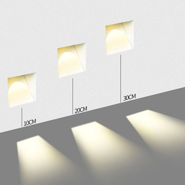 Einbau-LED-Wandleuchte – quadratische Stufenleuchte zur Wandmontage