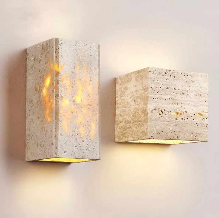 Wandleuchte aus Naturstein – minimalistische Leuchte aus Travertin