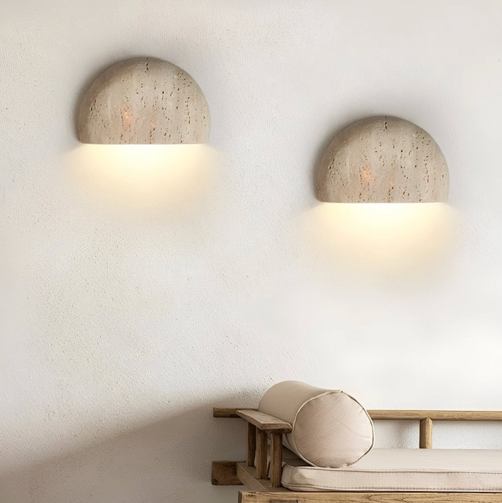 Wandleuchte aus Naturstein – Halbrundes LED-Wandlicht