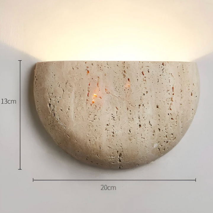 Wandleuchte aus Naturstein – Halbrundes LED-Wandlicht