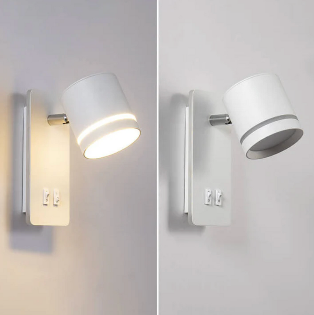 Moderne LED-Wandleuchte mit schwenkbarem Reflektor und Doppelschalter