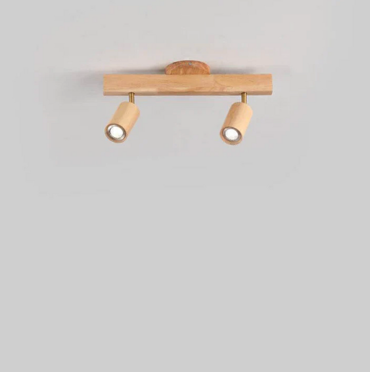 Deckenleuchte aus Holz mit schwenkbaren Spots – Skandinavischer Stil
