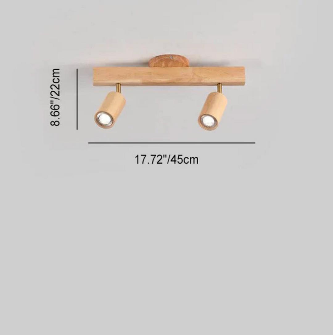 Deckenleuchte aus Holz mit schwenkbaren Spots – Skandinavischer Stil