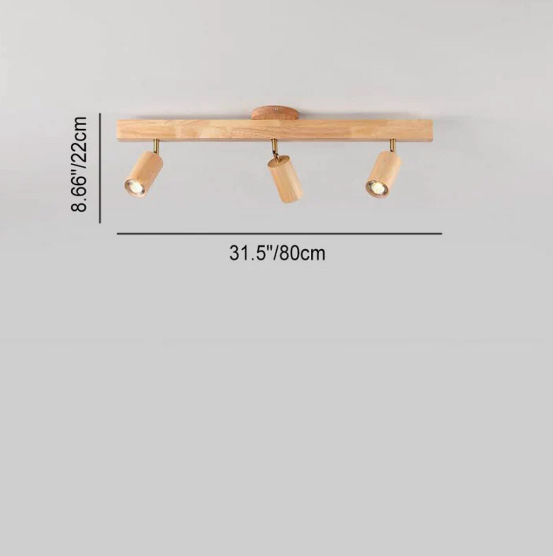 Deckenleuchte aus Holz mit schwenkbaren Spots – Skandinavischer Stil