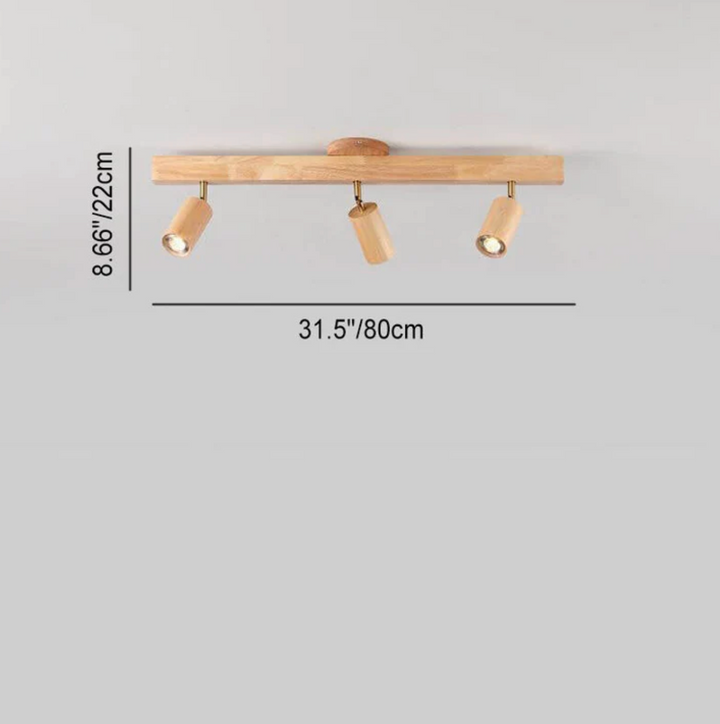 Deckenleuchte aus Holz mit schwenkbaren Spots – Skandinavischer Stil