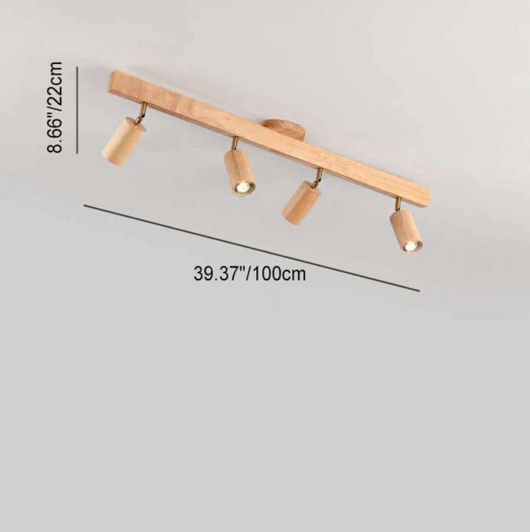 Deckenleuchte aus Holz mit schwenkbaren Spots – Skandinavischer Stil