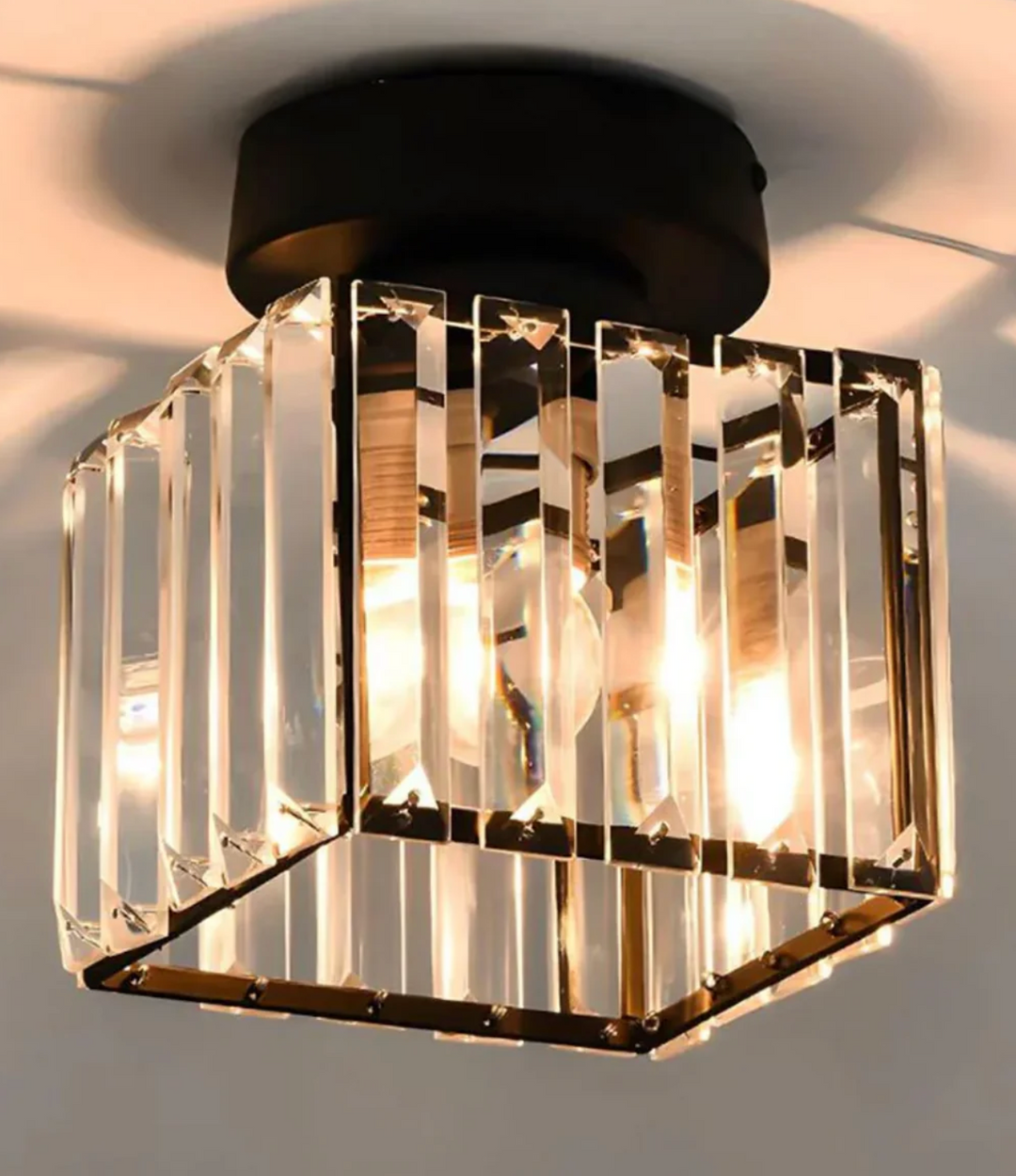 Kristall-Deckenleuchte im Glamour-Stil – moderne Deckenlampe mit transparentem Schirm