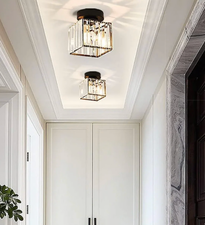 Kristall-Deckenleuchte im Glamour-Stil – moderne Deckenlampe mit transparentem Schirm