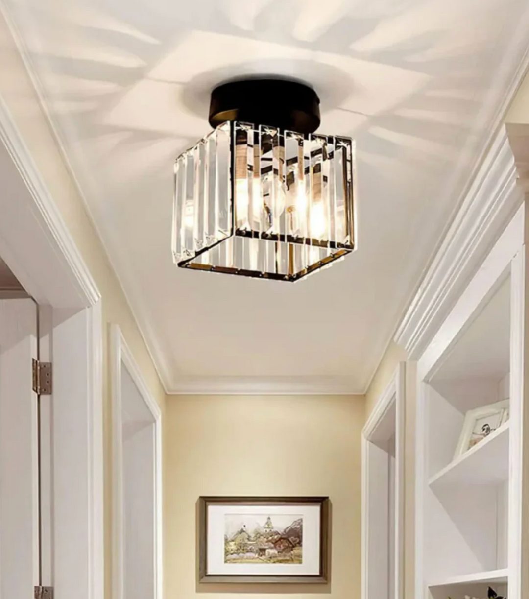 Kristall-Deckenleuchte im Glamour-Stil – moderne Deckenlampe mit transparentem Schirm