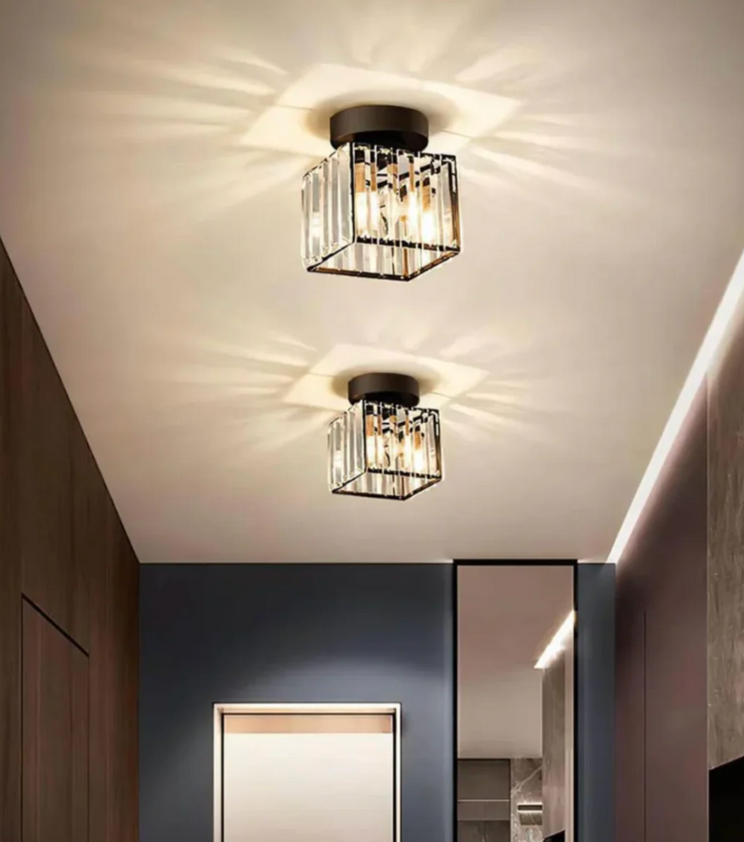 Kristall-Deckenleuchte im Glamour-Stil – moderne Deckenlampe mit transparentem Schirm