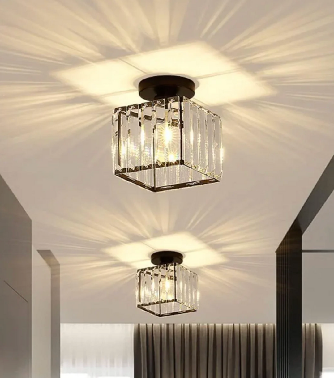 Kristall-Deckenleuchte im Glamour-Stil – moderne Deckenlampe mit transparentem Schirm