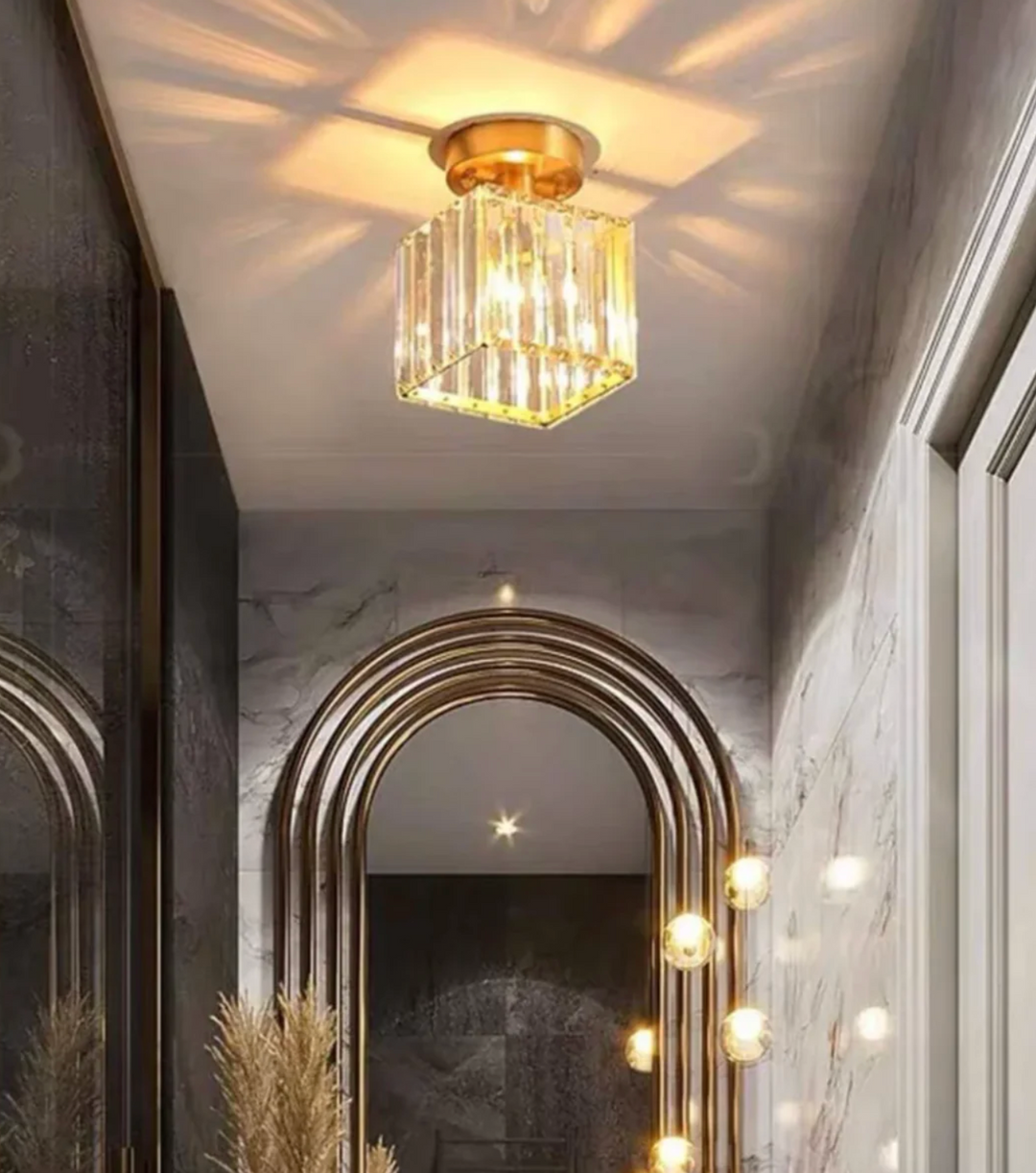 Kristall-Deckenleuchte im Glamour-Stil – moderne Deckenlampe mit transparentem Schirm