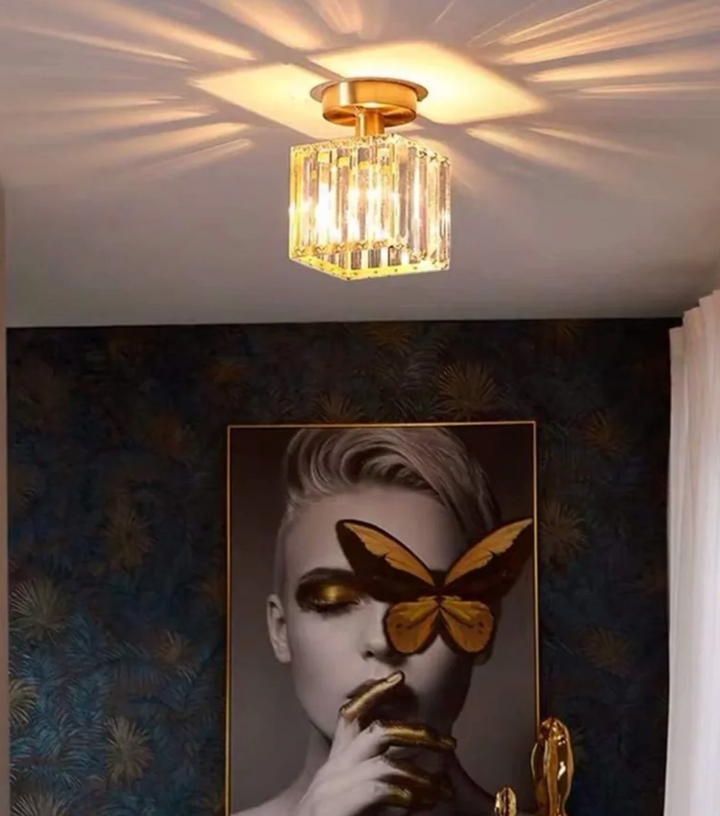 Kristall-Deckenleuchte im Glamour-Stil – moderne Deckenlampe mit transparentem Schirm