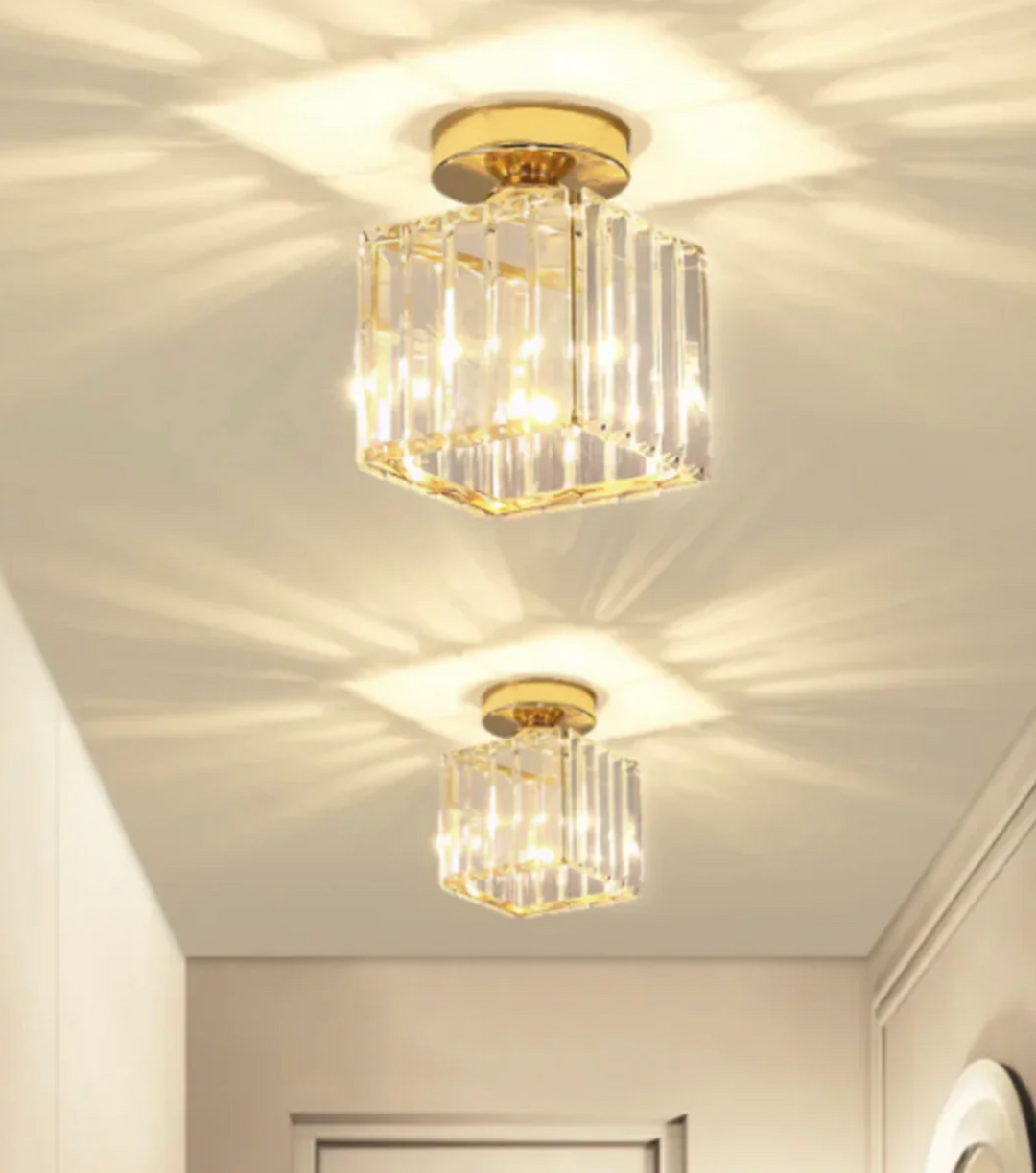 Kristall-Deckenleuchte im Glamour-Stil – moderne Deckenlampe mit transparentem Schirm