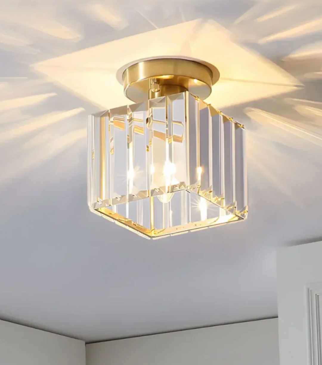 Kristall-Deckenleuchte im Glamour-Stil – moderne Deckenlampe mit transparentem Schirm