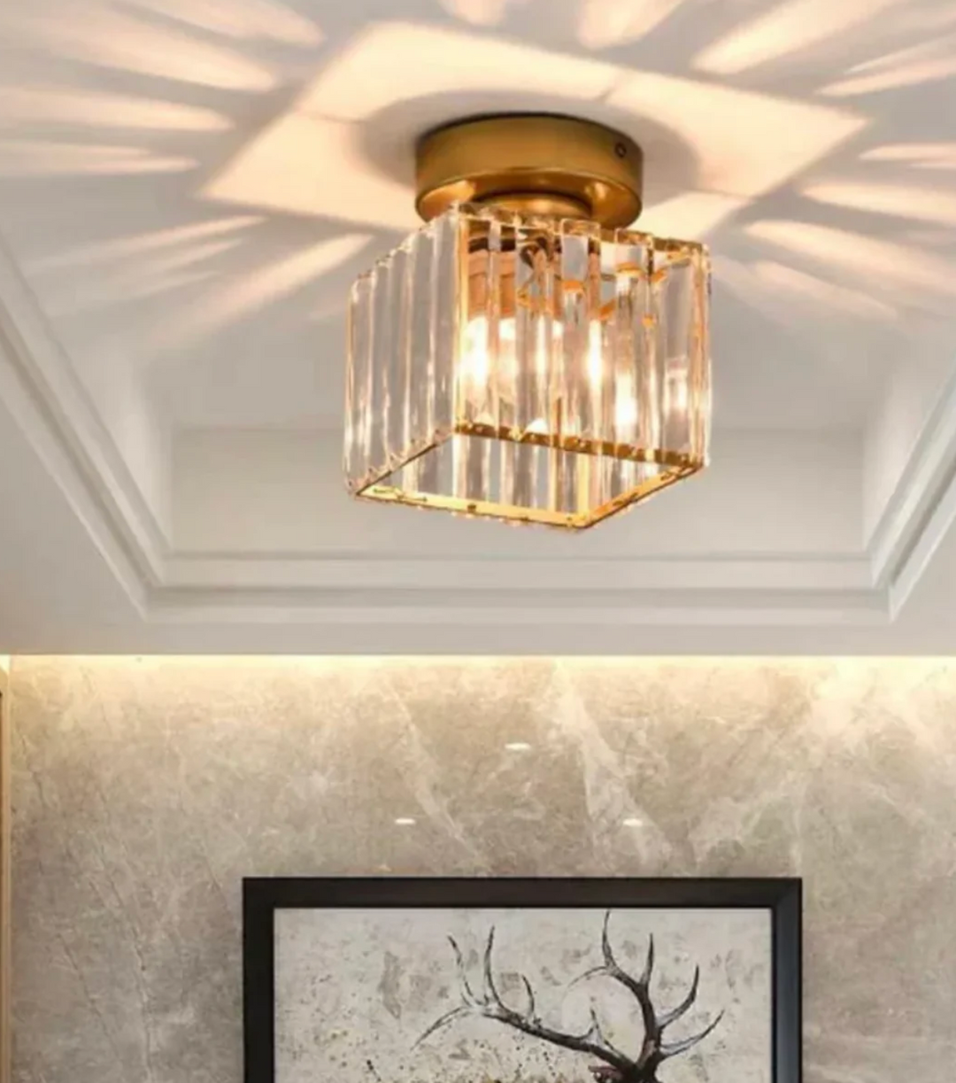 Kristall-Deckenleuchte im Glamour-Stil – moderne Deckenlampe mit transparentem Schirm