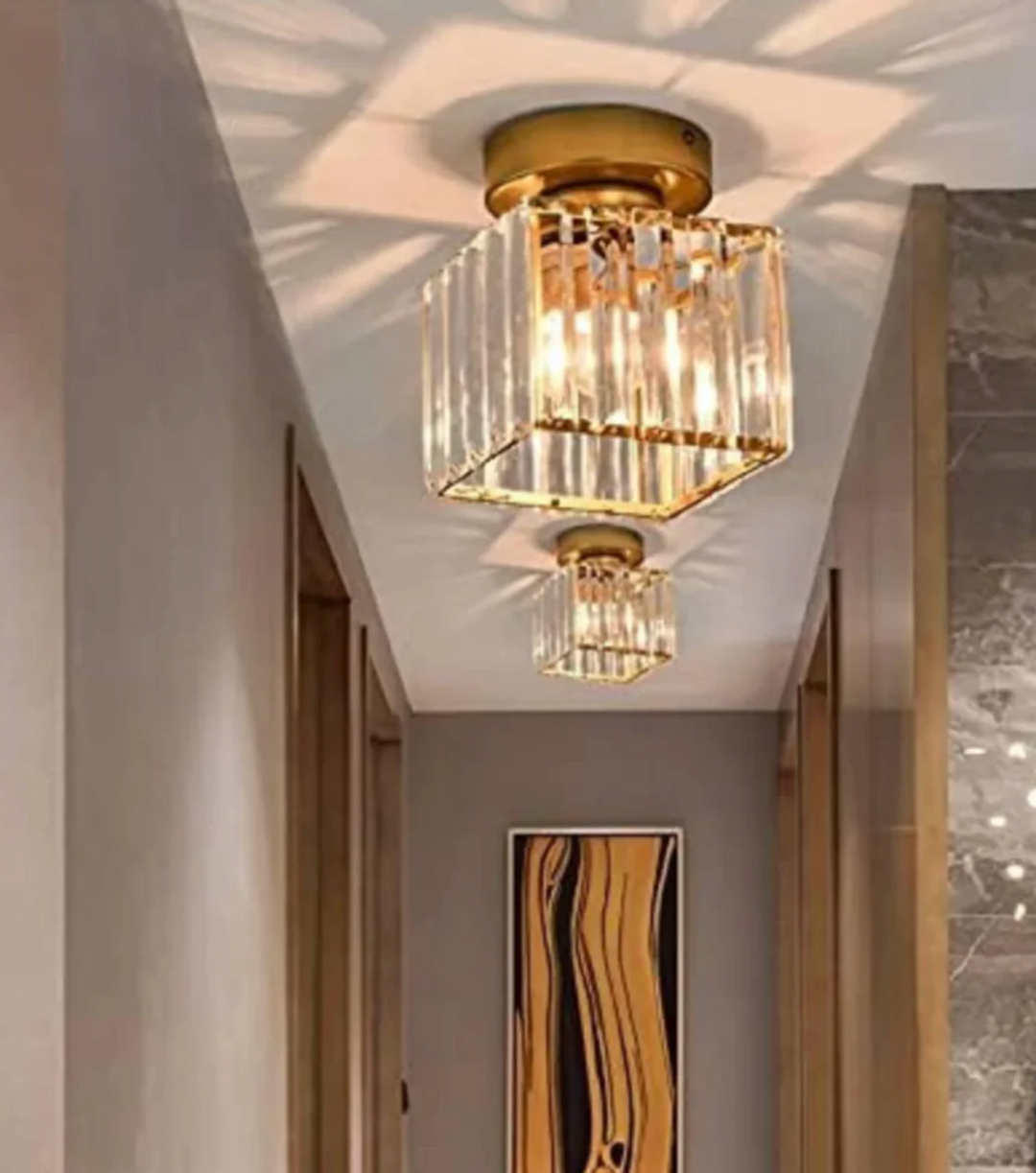 Kristall-Deckenleuchte im Glamour-Stil – moderne Deckenlampe mit transparentem Schirm