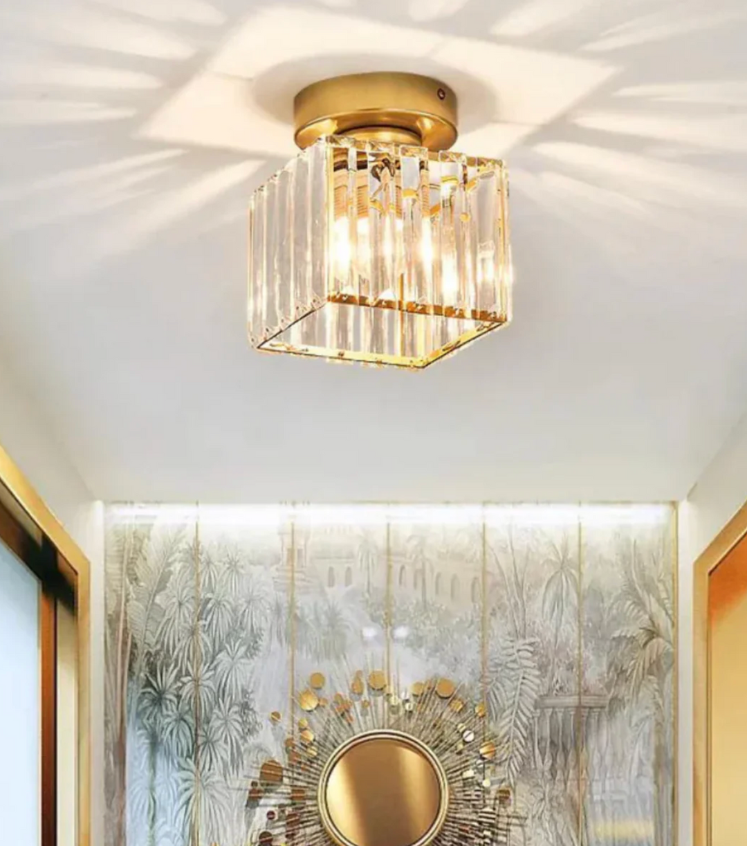 Kristall-Deckenleuchte im Glamour-Stil – moderne Deckenlampe mit transparentem Schirm