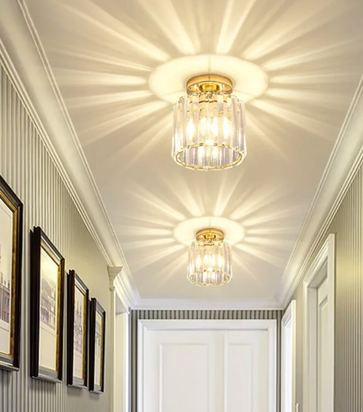 Kristall-Deckenleuchte im Glamour-Stil – moderne Deckenlampe mit transparentem Schirm