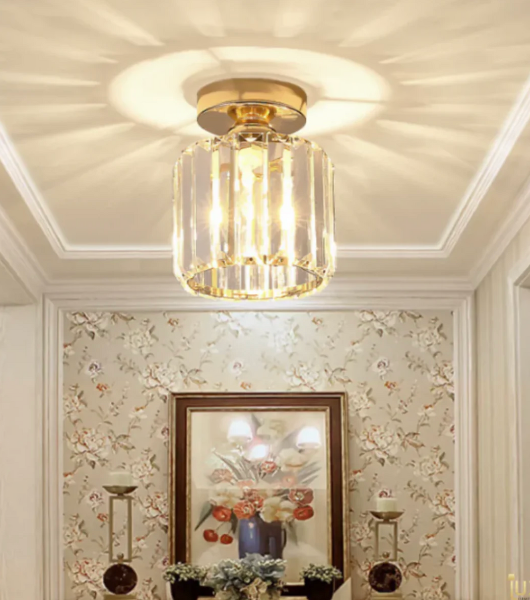 Kristall-Deckenleuchte im Glamour-Stil – moderne Deckenlampe mit transparentem Schirm