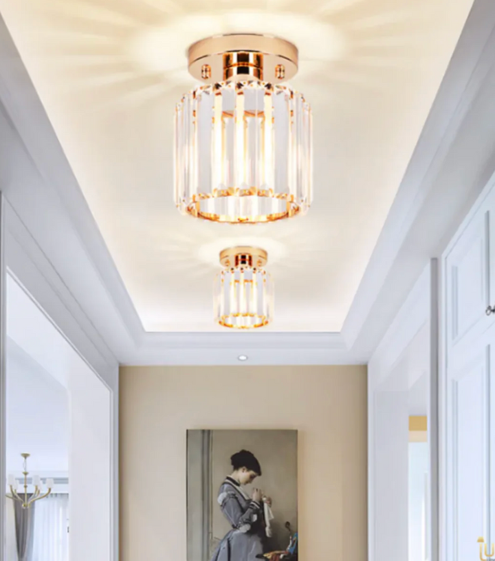Kristall-Deckenleuchte im Glamour-Stil – moderne Deckenlampe mit transparentem Schirm