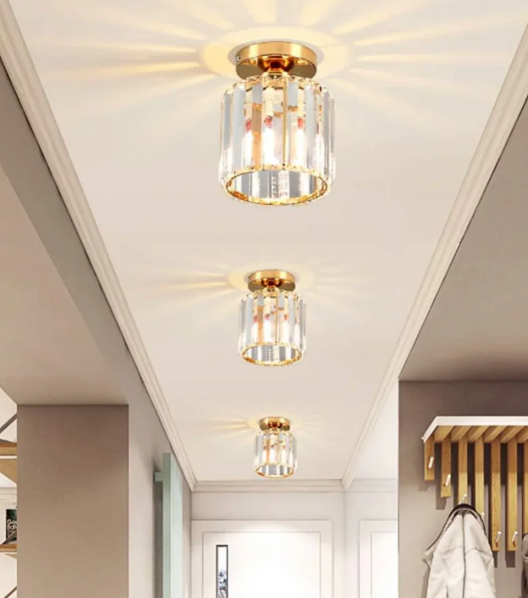 Kristall-Deckenleuchte im Glamour-Stil – moderne Deckenlampe mit transparentem Schirm