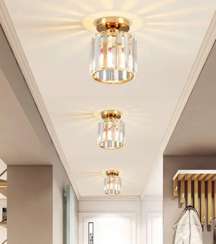 Kristall-Deckenleuchte im Glamour-Stil – moderne Deckenlampe mit transparentem Schirm