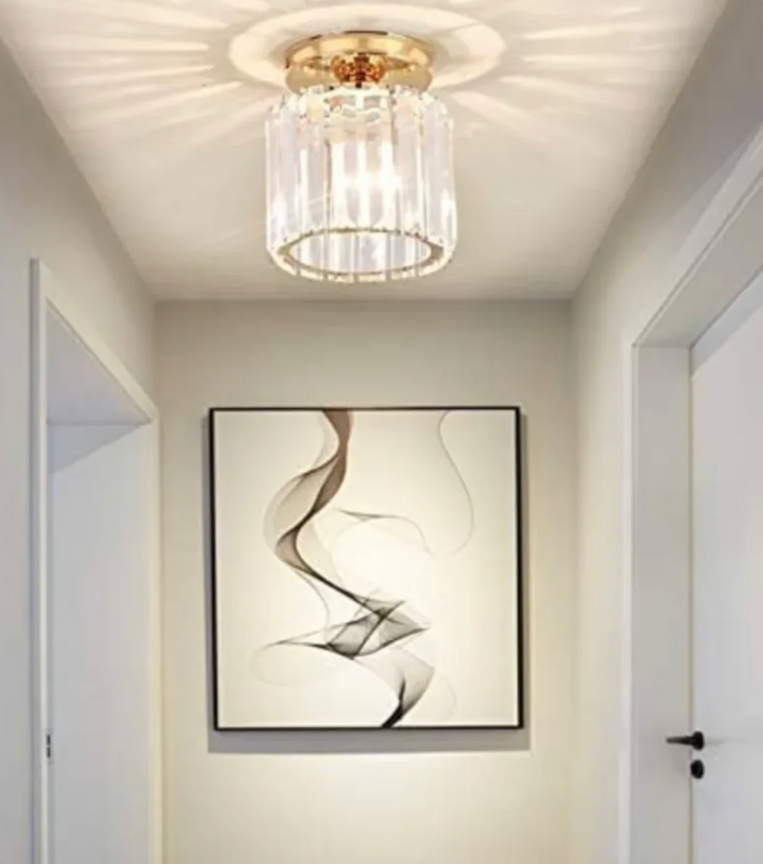 Kristall-Deckenleuchte im Glamour-Stil – moderne Deckenlampe mit transparentem Schirm