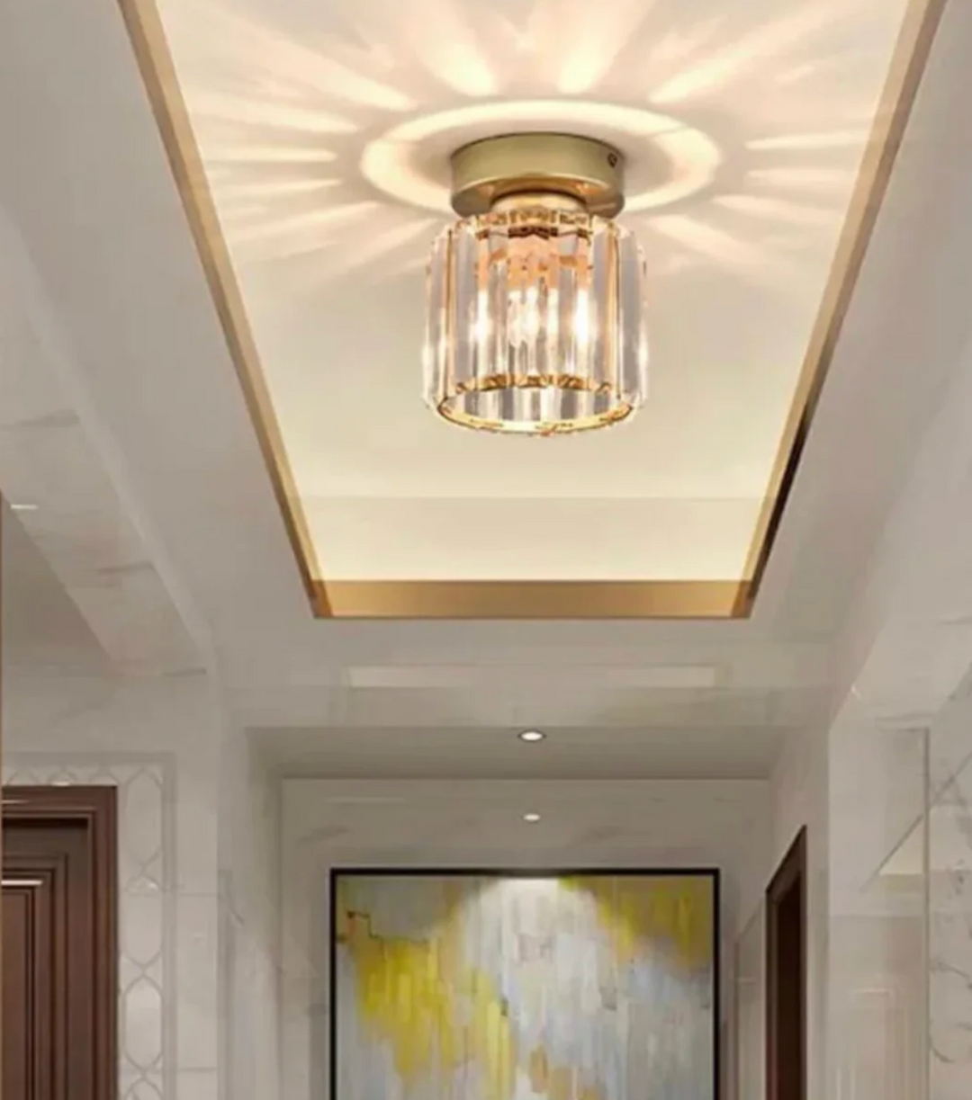 Kristall-Deckenleuchte im Glamour-Stil – moderne Deckenlampe mit transparentem Schirm