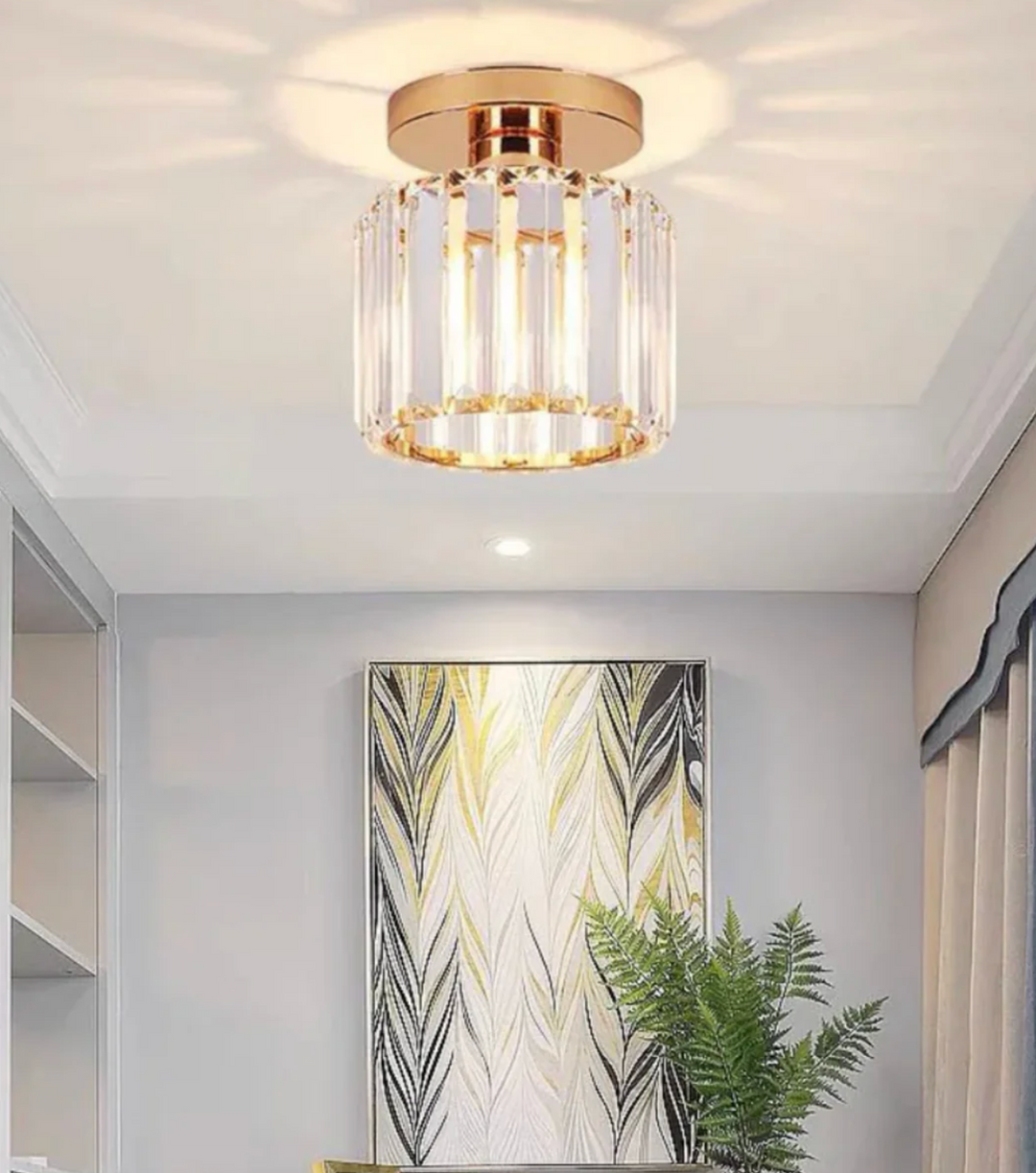 Kristall-Deckenleuchte im Glamour-Stil – moderne Deckenlampe mit transparentem Schirm