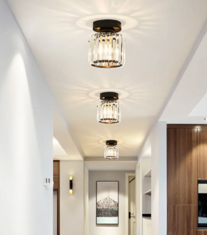 Kristall-Deckenleuchte im Glamour-Stil – moderne Deckenlampe mit transparentem Schirm
