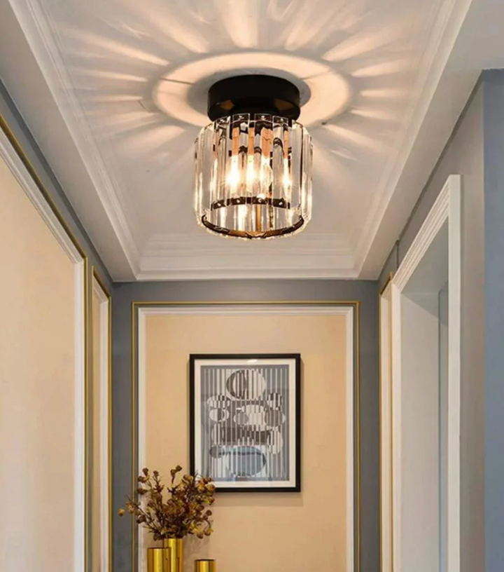 Kristall-Deckenleuchte im Glamour-Stil – moderne Deckenlampe mit transparentem Schirm